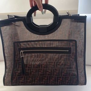 Fendi brown mesh tote bag in excellent condition